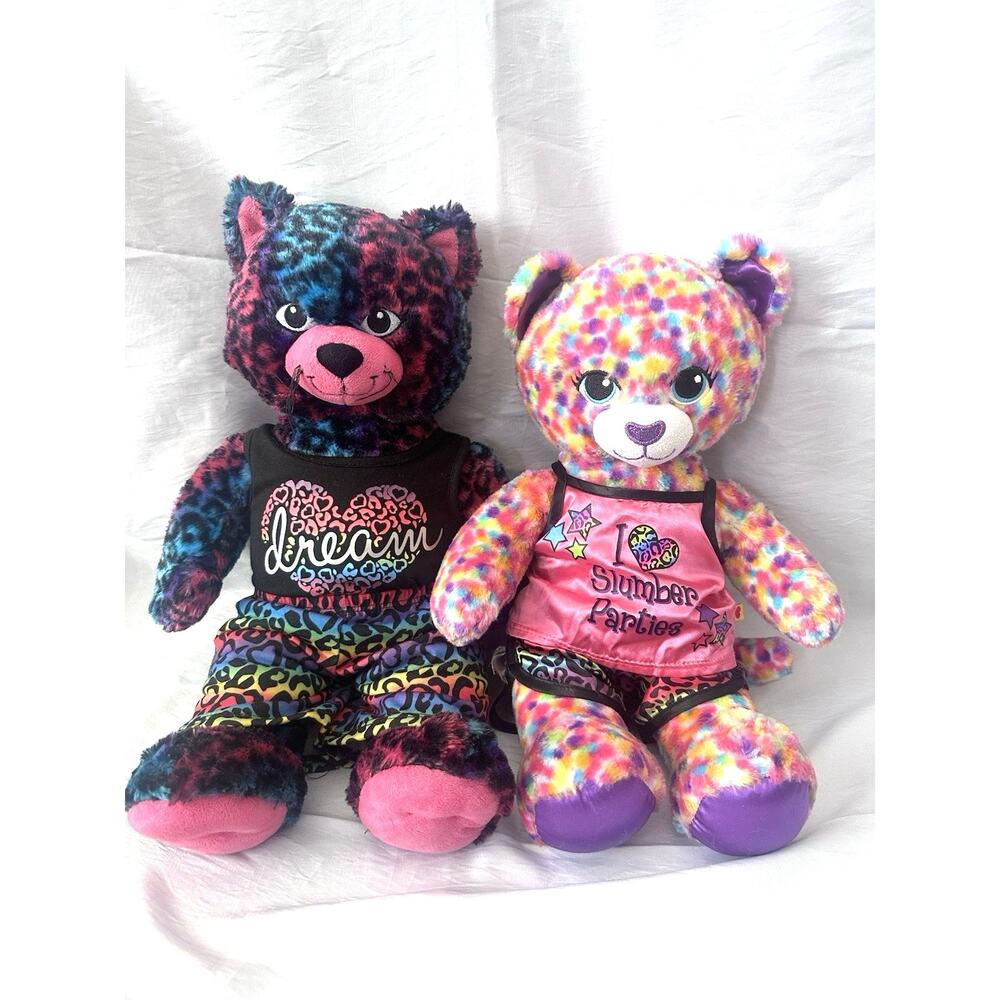 Build A Bear Wild About Spots & Rainbow Friends Leopard Cheetah Plush Lot Of 2